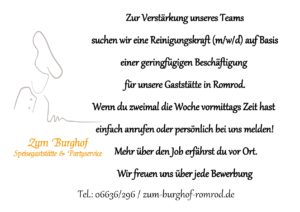 Mitarbeitersuche - Reinigungskraft
