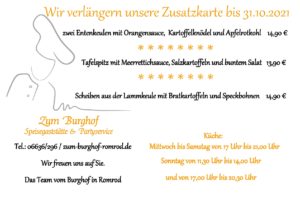 Zum Burghof – Zusatzkarte vom bis zum 31.10.2021